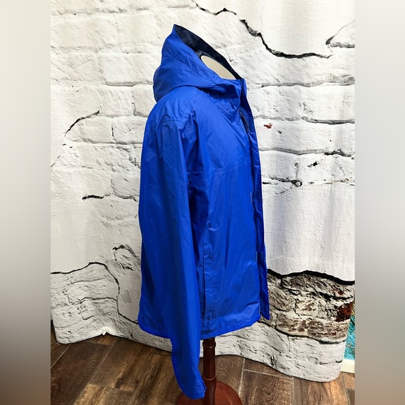 Columbia 100% Nylon Rain Coat Jacket Hooded Cobalt Blue - Picture 6 of 9